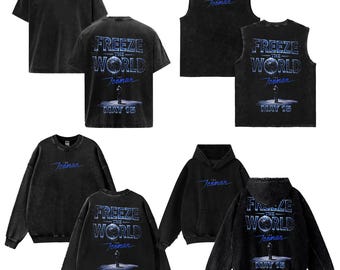 The Iceman Freeze The World Washed Hoodie, Oversized Hip Hop Sweatshirt, Blue Ice Back Print Tee