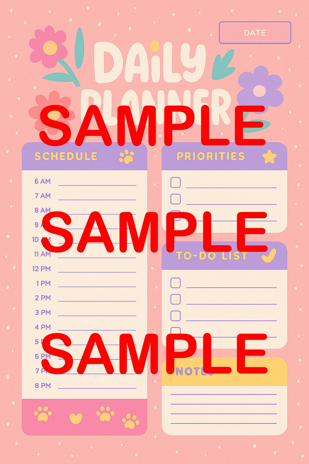 Cute Pastel Daily Planner | Printable Schedule & To-do List | Digital ...