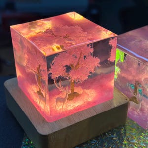 Scuba Diver Epoxy Resin Night Light, Sakura LED Night Light, Cherry Blossom Personalized Night Light, Birthday Gifts for Girl,Christmas gift