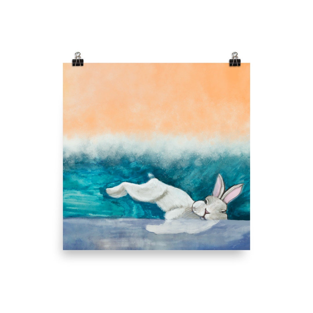 Floating Bunny Poster Print - Etsy