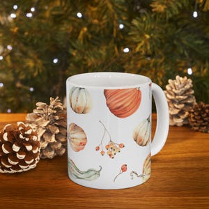 Herbstliche Kürbis-Keramiktasse, Herbstkaffeetasse, Ernte-Dekor, Erntedank-Geschenk, gemütliches Trinkgeschirr
