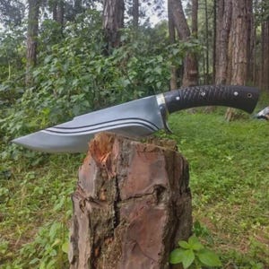 Custom Handmade Carbon Steel Bowie Knife | Tactical Bushcraft Knife for Hunting and Camping | Full Tang with Sheath Included