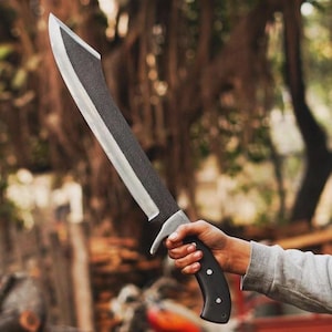 Custom Handmade Carbon Steel Tactical Machete Knife - 13-Inch Blade, Micarta Handle | Hunting, Camping, Survival Tool
