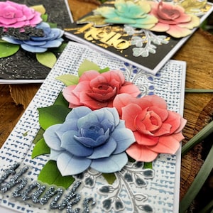 Handmade dimensional floral cards (three options)