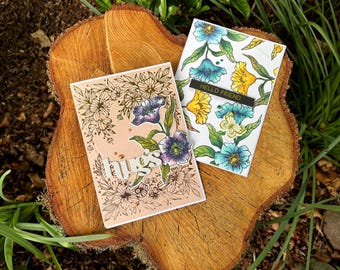 Ręcznie malowane kartki z motywem dzikich kwiatów (dostępne 2 opcje)