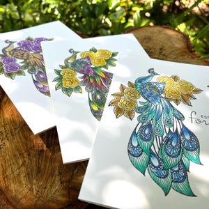 Handgemachte Buchdruck Pfau Karten ( 5x7 Karten)