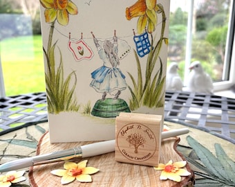 Oryginalna, ręcznie malowana kartka z życzeniami „dzień prania” (możliwość wyboru sentencji)