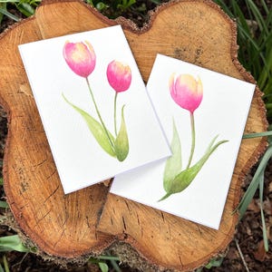Lente aquarel tulpenkaarten, handgeschilderd.