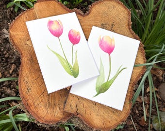 Spring watercolour tulip cards, hand painted.