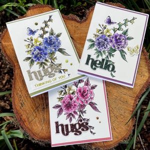Handmade letter pressed Floral cards with glitter sentiments, choose from a choice of three