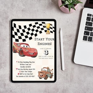 Race Car Birthday Invitation – 3rd Birthday Editable Template – Racing Party Printable – Instant Download