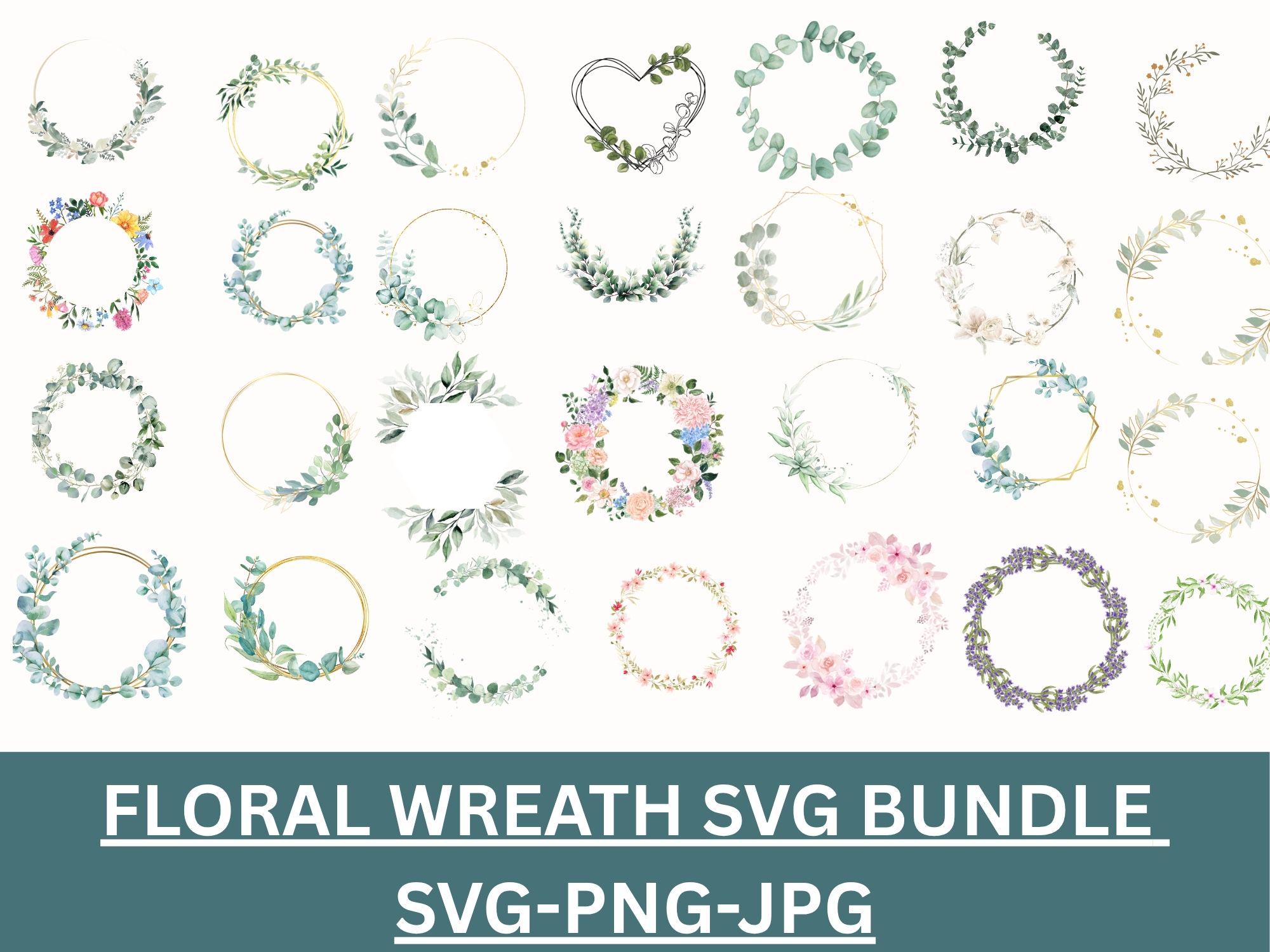 Floral Wreath SVG Bundle: Wedding Monogram Frames (digital Download - Etsy