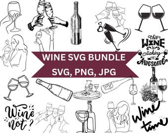Wine Clipart Bundle: Alcohol SVG, PNG, JPG - 33 Designs (Digital Download)