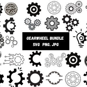 Gears SVG-paket: Steampunk-kugghjul, silhuetter (digitala filer för Cricut, Silhouette)