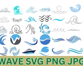 Ocean Wave SVG Bundle: Nautical Waves, Drops (Commercial Use Ready)