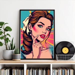 Pop Art Woman Portrait - Retro Glam Print, Colorful Wall Art, Bold Female Illustration, Instant Download