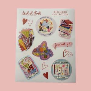 Hoja de pegatinas de la colección Girlhood / Pegatinas de vinilo ilustradas