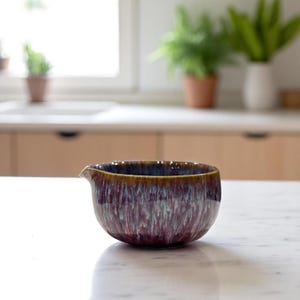 Ensemble de bols à matcha en céramique violette avec fouet en bambou et support chasen Ensemble de cérémonie matcha violette pour amie, cadeau d&#39;anniversaire pour elle