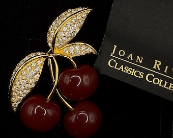NIB JOAN RIVERS Cherry Brooch
