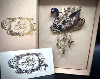 Kirks Folly Swan Princess Fairy brooch NIB