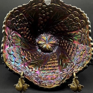 carnival FENTON glass fenton peacock bowl