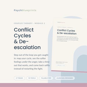 Couples Conflict & De-escalation Worksheets | Break the Argument Cycle, Time-Outs and Softer Re-entry | Therapy and Counselling | A4 PDF