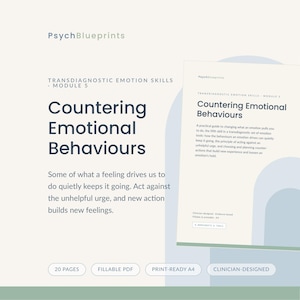 Emotionales Verhalten kontern Arbeitsblätter für Therapeuten, Opposite Aktion, Bruchvermeidung, ausfüllbares A4 PDF