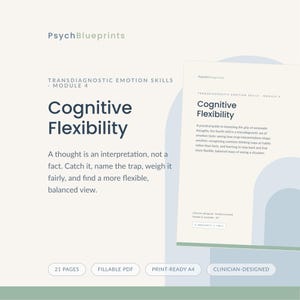 Cognitive Flexibility Worksheets for Therapists, Thinking Traps, Reframing Thoughts, (Fillable PDF)