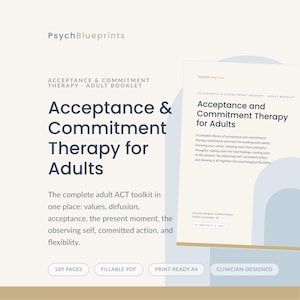 ACT Therapy Workbook for Adults | All 6 Core Processes (Fillable PDF)