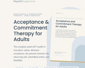 ACT Therapy Workbook for Adults | All 6 Core Processes (Fillable PDF)