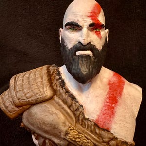 Kratos God of War Bust – 3D Printed & Hand-Painted Collectible Statue