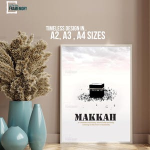 Makkah Kaaba Wall Art, Mecca Wall Decor, Islamic Home Decor, Muslim Hajj Umrah Gift Printable, A2 A3 A4 Sizes Digital Download