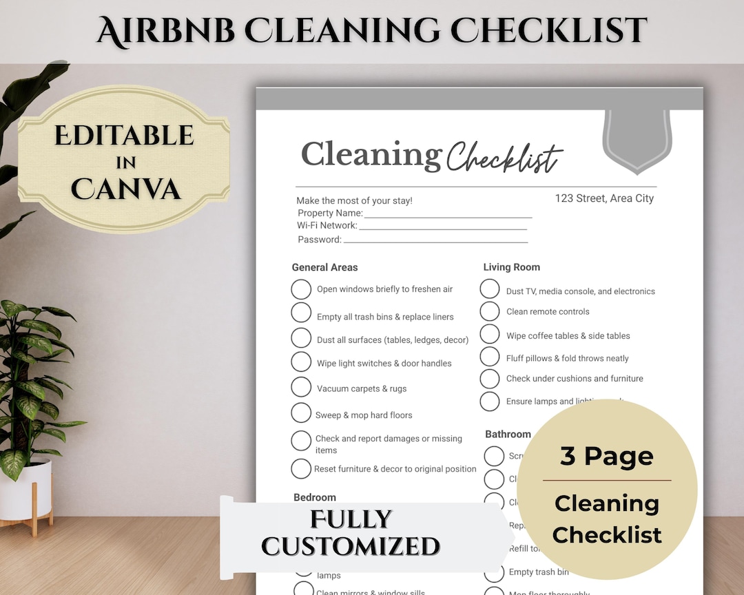 Airbnb Cleaning Checklist Printable, Bundle Vacation Rental Turnover
