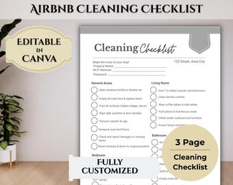 Airbnb Cleaning Checklist Template: Editable Vacation Rental Turnover Log (PDF + Canva Link