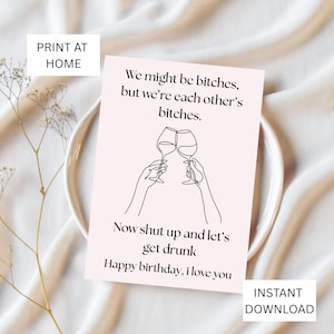 Grappige verjaardagskaart voor beste vriend voor haar| Digitale download | Afdrukbaar 5 x 7" | Direct downloaden | BFF-verjaardagskaart