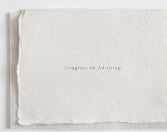 Congrats on Adulting!, Letterpress Mini Card on Handmade Paper