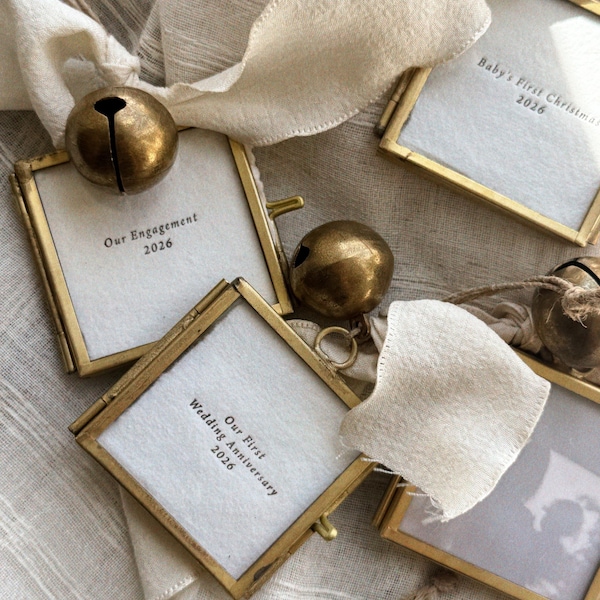 Customizable First Anniversary Photo Christmas Ornament, Custom Year Keepsake, Handmade Letterpress, Paper Anniversary