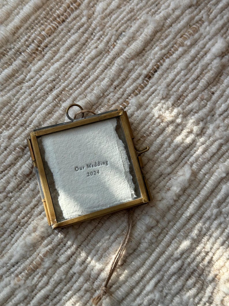 Our Wedding 2024, Our Wedding 2025 Christmas Ornament, Custom Ornament, Letterpress, Handmade paper, Brass frame, Christmas frame, keepsake, Wedding gift, anniversary gift,
