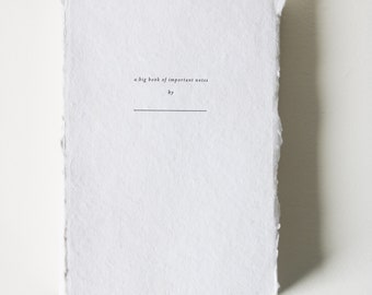 Letterpress Notebook – Handmade Blank Journal – Minimalist Notebook – Hand Bound Sketchbook – Artisan Paper Journal UK