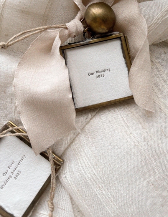Our Wedding 2026 Ornament – Personalized Wedding Christmas Ornament – Custom Photo Frame Decoration – Handmade Letterpress Keepsake UK