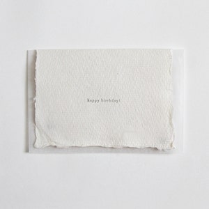 Happy Birthday, Letterpress Mini Karte auf handgeschöpftem Papier
