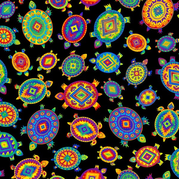 Timeless Treasures Southwest Brite Turtle Fabric - 24 inches - last piece
