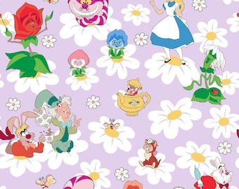 Springs Creative Disney Alice In Wonderland Alice & Friends Among Daisies fabric - 1 Yard