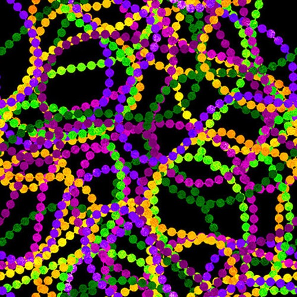 Blank Quilting Spring Jubile By Alyssa Kays Black Mardi Gras Beads fabric - 1 yard 8 inches - last piece