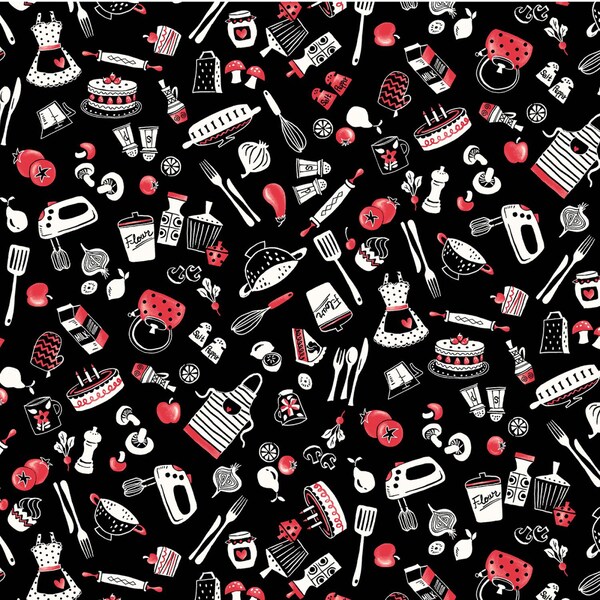 Retro Kitchen Fabric Etsy