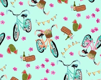 Quilting Treasures Happy Campers Bikes fabric - 1 yard