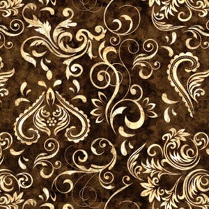 Quilting Treasures Unbridled Inlay Scrolls Charcoal fabric - 1 yard