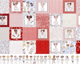 Loralie Designs Medley Nifty Nurses Panel fabric - 1 panel