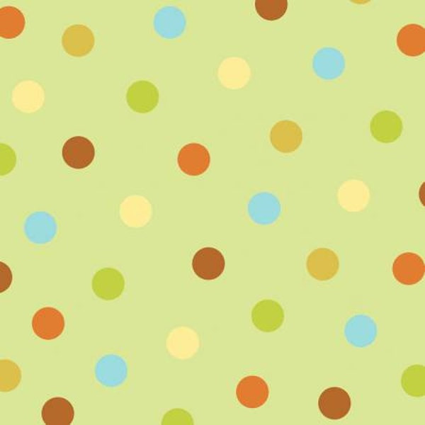 Henry Glass Hedgehugs Green Dot Fabric - 1 yard 30 inches - last piece