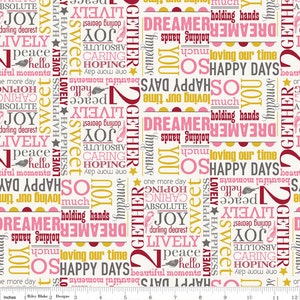 Riley Blake Designs Remember Words Cream Fabric  - 31 inches - last piece